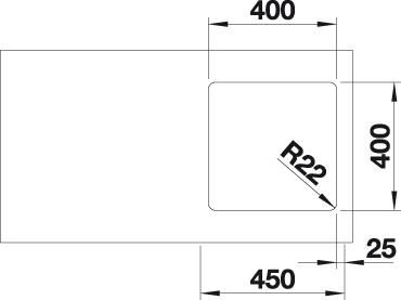 Кухонная мойка Blanco Andano 400-U  нержавеющая сталь зеркальная полировка 522959